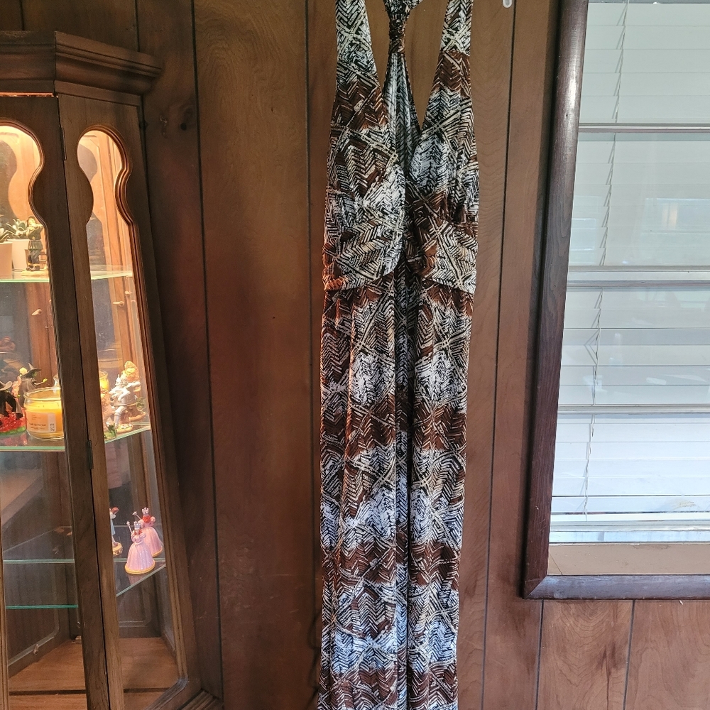 Halter Top Keyhole Back Empire Waist Maxi Dress